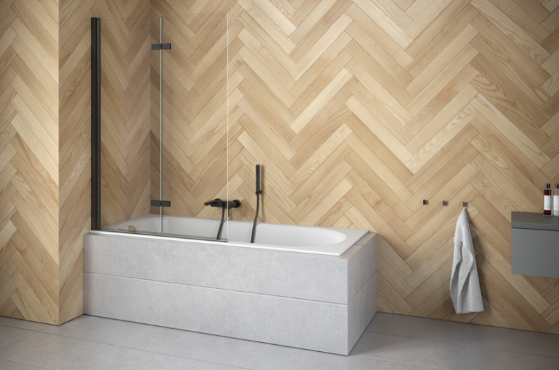 BESCO Lumix Black parawan nawannowy 2-skrzydłowy 100 cm czarny matowy PLB-2S