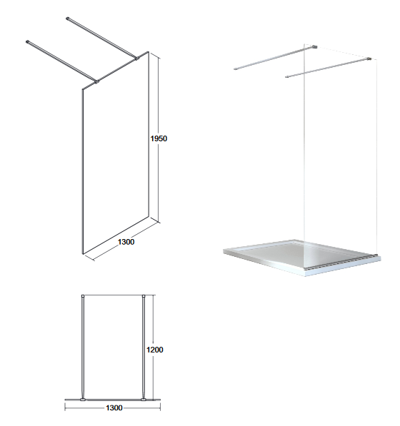 BESCO Aveo Due kabina prysznicowa walk-in 130 cm przeźroczyste chrom AVD-130-195