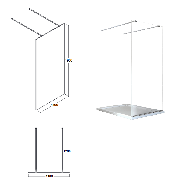 BESCO Aveo Due kabina prysznicowa walk-in 110 cm przeźroczyste chrom AVD-110-195