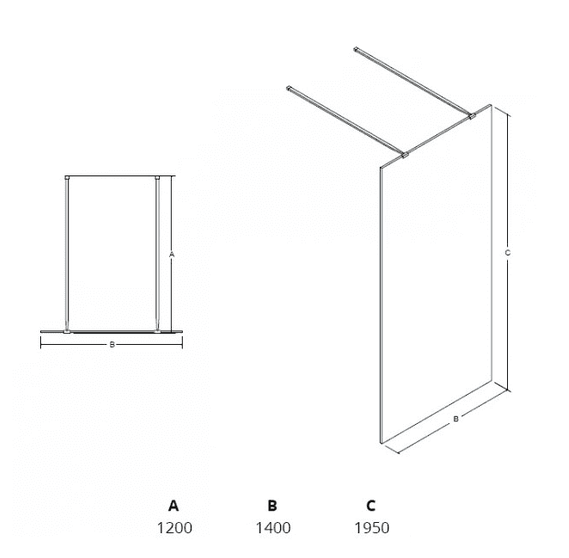 BESCO Aveo Due Black kabina prysznicowa walk-in 140 cm przeźroczyste czarny mat ADB-140-195C