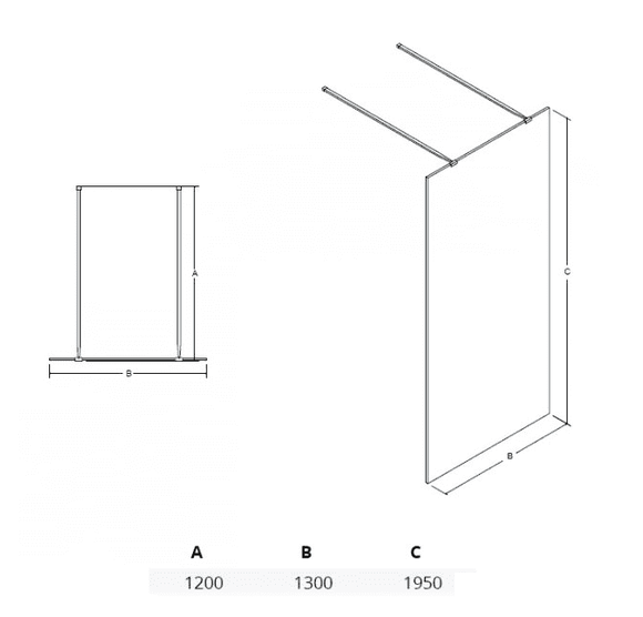 BESCO Aveo Due Black kabina prysznicowa walk-in 130 cm przeźroczyste czarny mat ADB-130-195C