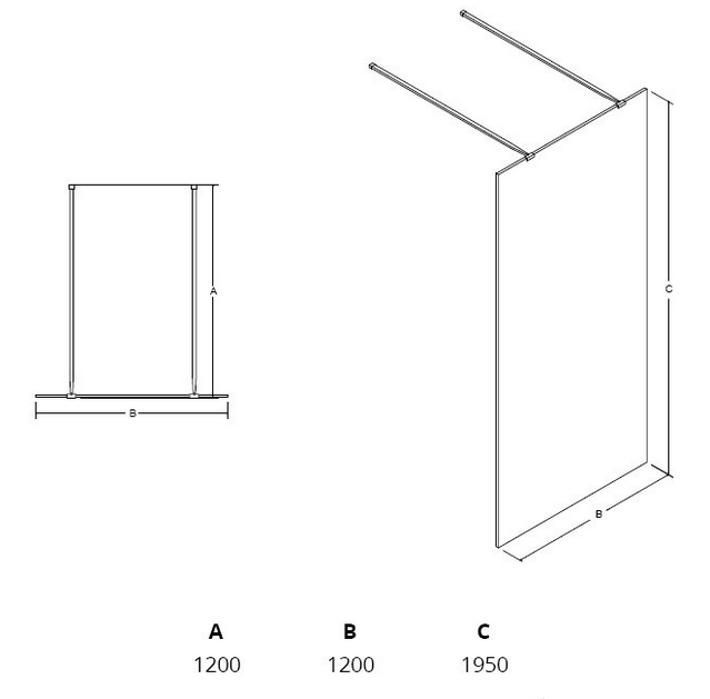 BESCO Aveo Due Black kabina prysznicowa walk-in 120 cm przeźroczyste czarny mat ADB-120-195C