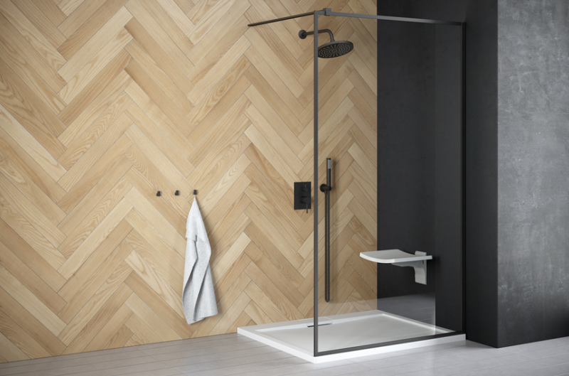 BESCO Toca kabina prysznicowa walk-in 120 cm przeźroczyste czarny TCB-120-190C