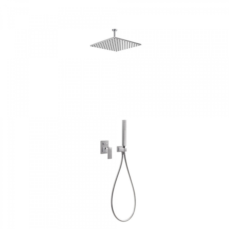 Tres CUADRO zestaw prysznicowy z baterią podtynkową i deszczownicą 30x30 cm chrom 006.180.80