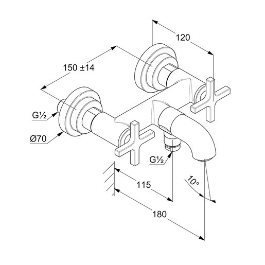 Kludi Nova Fonte bateria wannowo-prysznicowa natynkowa chrom 20 540 05 20