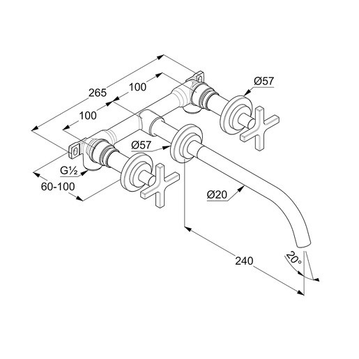 Kludi Nova Fonte bateria umywalkowa podtynkowa wylewka 24 cm chrom 20 146 05 20