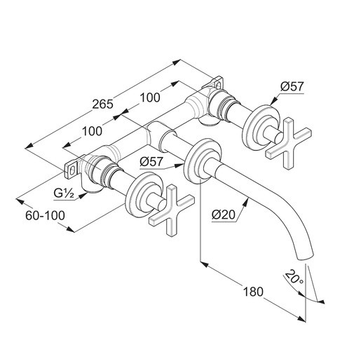 Kludi Nova Fonte bateria umywalkowa podtynkowa wylewka 18 cm chrom 20 144 05 20