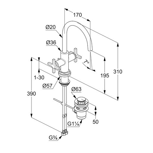 Kludi Nova Fonte bateria umywalkowa chrom 20 118 05 20