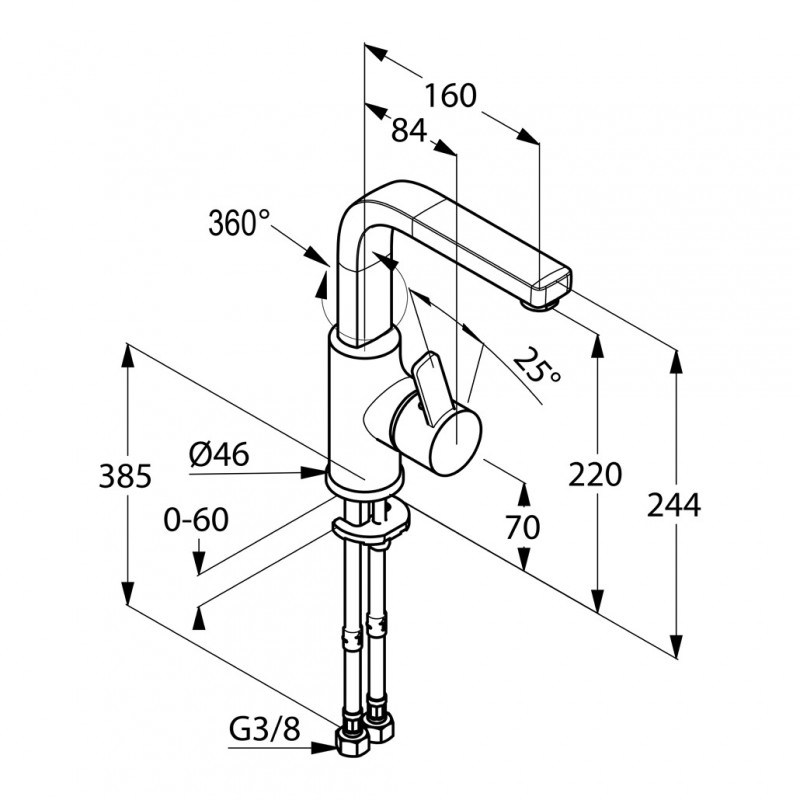Kludi Zenta jednouchwytowa bateria umywalkowa bez korka chrom 420260575