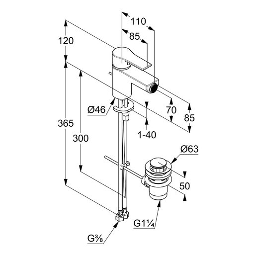 Kludi Zenta SL bateria bidetowa chrom 485300565