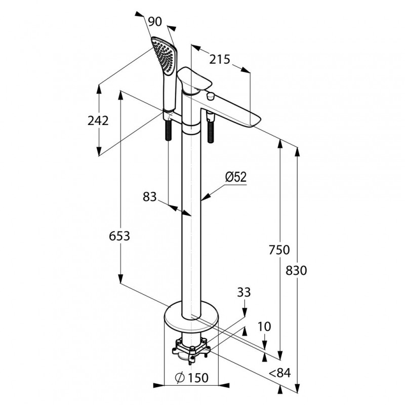 Kludi Ambienta jednouchwytowa bateria wannowa wolnostojąca chrom 53 590 05 75