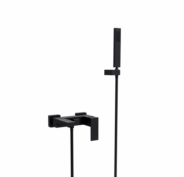 BESCO Modern  bateria wannowa natynkowa z zestawem natryskowym czarny matowy BW-MVS-CZ