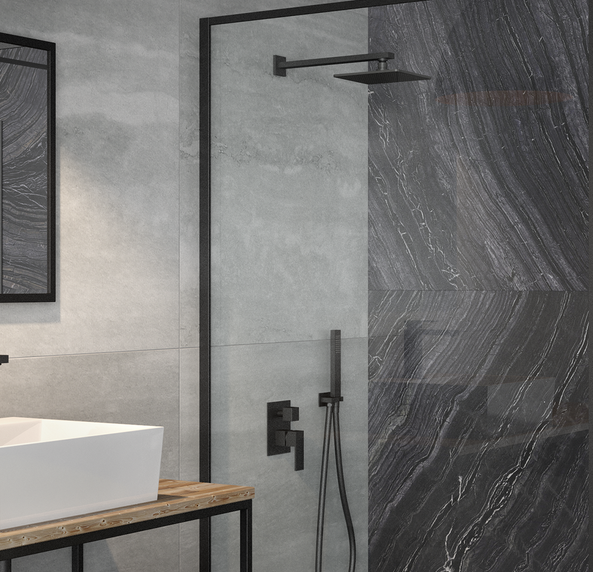 BESCO Modern I zestaw prysznicowy z baterią podtynkową czarny matowy BP-MVI-CZ