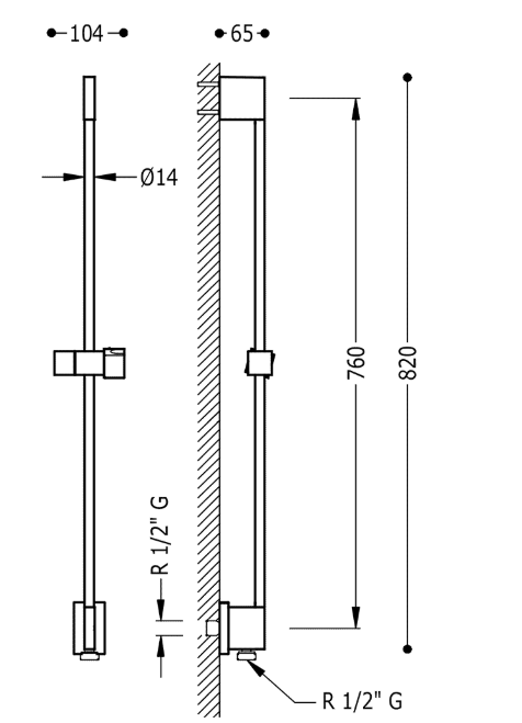 Tres Clasic drążek prysznicowy 760 mm stal 034.932.99.AC
