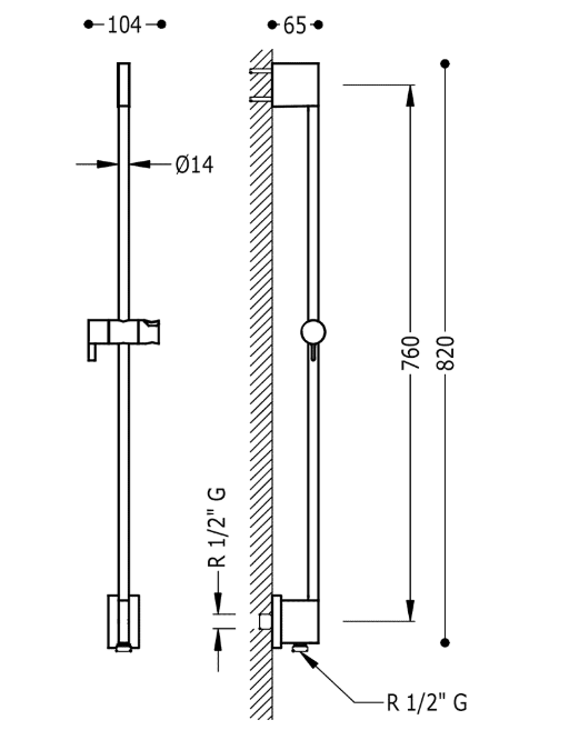 Tres Clasic drążek prysznicowy z ujęciem wody w ścianie 760 mm chrom 034.931.99