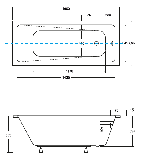 BESCO Modern Slim wanna prostokątna 160x70 biały WAM-160-SL