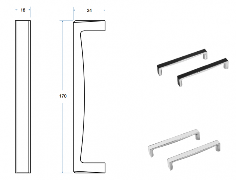 Besco Oxa uchwyt metalowy do wanny kwadratowy czarny OXA-B