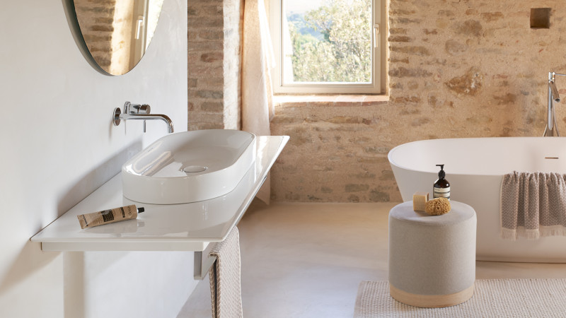 Catalano Horizon blat ceramiczny pod umywalkę 125x50 bez otworu na baterię Cataglaze biały połysk 1PC1255000