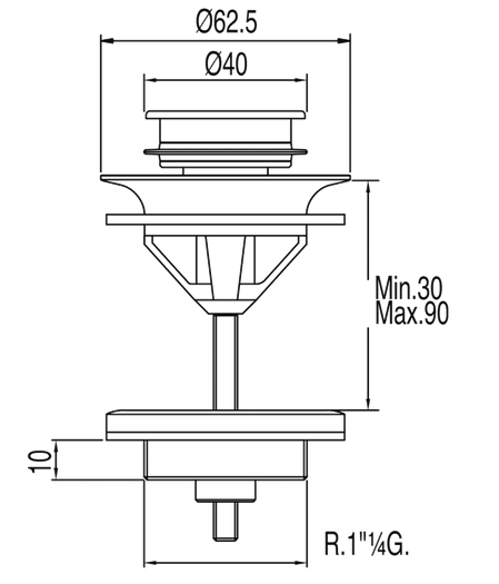 Tres Simple-Rapid korek umywalkowy click-clack chrom 1.62.840