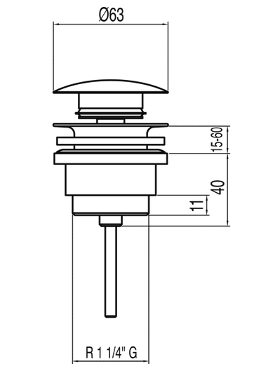 Tres Simple-Rapid korek umywalkowy click-clack chrom 1.34.540.10