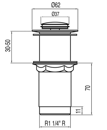 Tres korek umywalkowy click-clack bez przelewu chrom 1.34.540.50