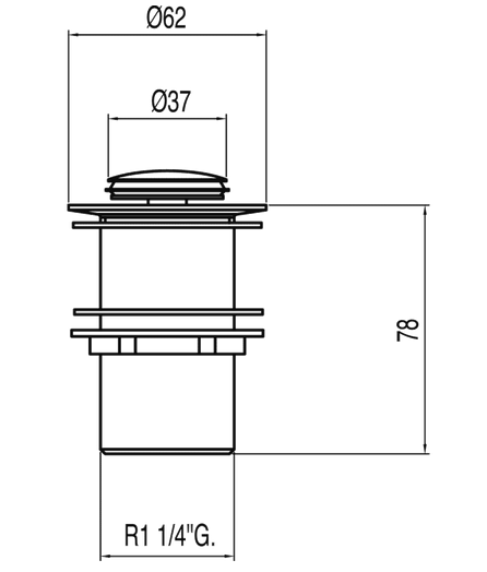 Tres  korek umywalkowy click-clack bez przelewu chrom 1.34.540.70