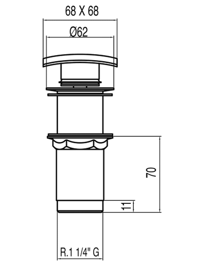 Tres  korek umywalkowy click-clack bez przelewu chrom 1.34.341.20