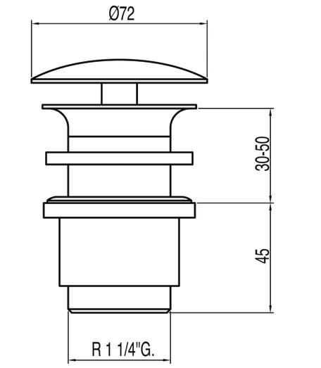 Tres  korek umywalkowy otwarty chrom 1.34.240.20