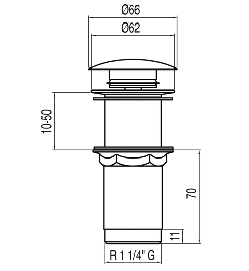 Tres  korek umywalkowy click-clack bez przelewu chrom 1.34.540.60