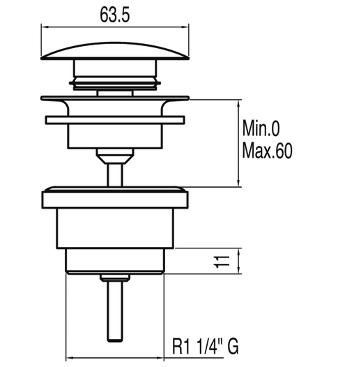 Tres Simple-Rapid korek umywalkowy click-clack chrom 1.61.840