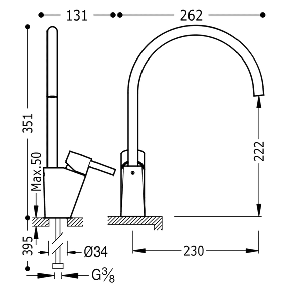 Tres Alplus bateria kuchenna zlewozmywakowa stojąca chrom 1.83.341