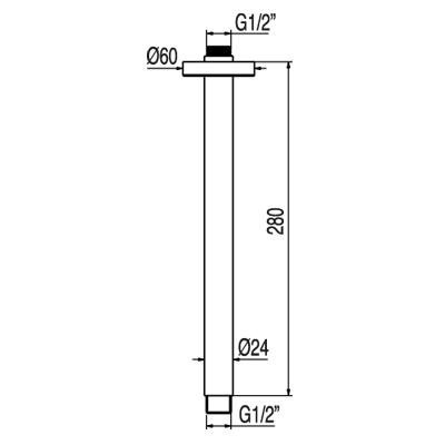 Tres ramię sufitowe 28cm do głowicy natryskowej stal 1.34.621.02.AC