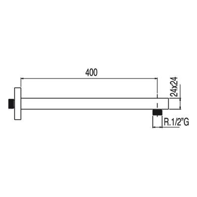 Tres ramię ścienne 40cm do głowicy natryskowej czarny matowy 1.34.139.40.NM