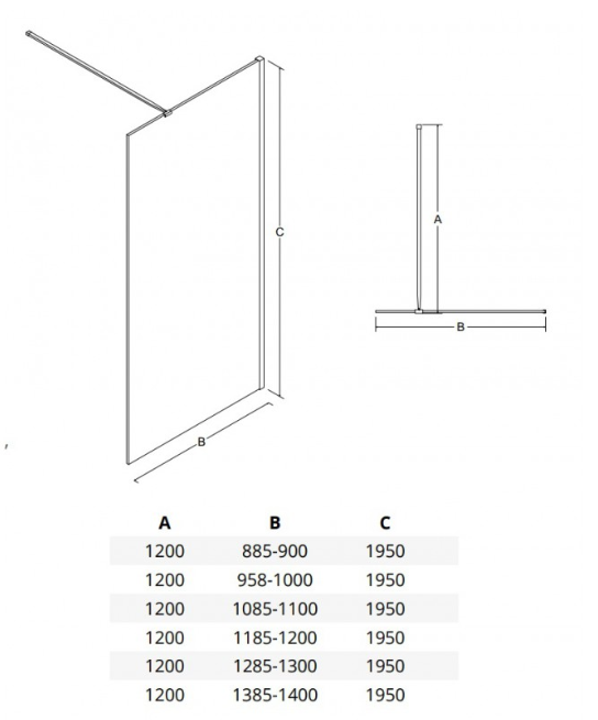 BESCO Aveo Black kabina prysznicowa walk-in 100 cm przeźroczyste czarny mat AVB-100-195C