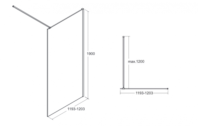 BESCO Toca kabina prysznicowa walk-in 120 cm przeźroczyste czarny TCB-120-190C
