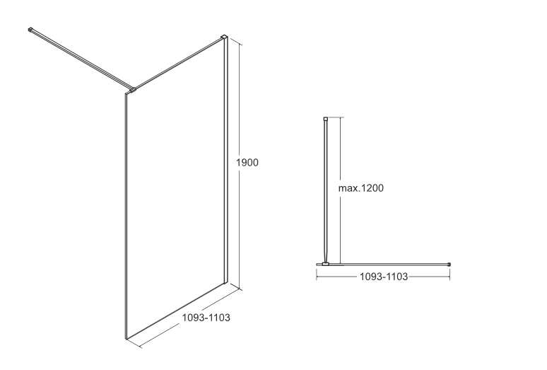 BESCO Toca kabina prysznicowa walk-in 110 cm przeźroczyste czarny TCB-110-190C