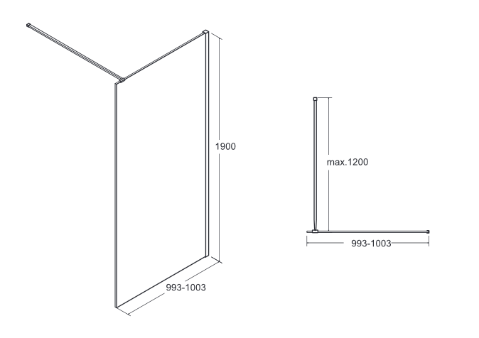 BESCO Toca kabina prysznicowa walk-in 100 cm przeźroczyste czarny TCB-100-190C