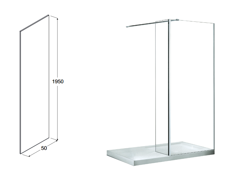 BESCO Aveo panel prysznicowy 50 cm przeźroczyste chrom PA-50-195-C