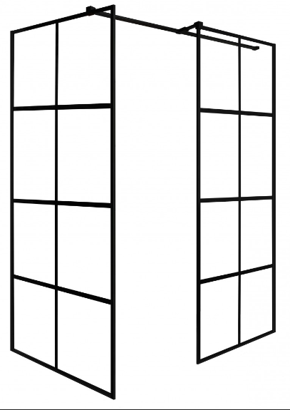 BESCO Excea kabina prysznicowa walk-in 100x90x190 cm przeźroczyste krata czarny matowy EXC-109-190B