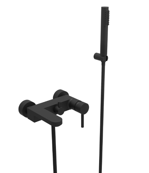 BESCO Decco bateria wanowa natynkowa z zestawem prysznicowym czarny matowy BW-DS-CZ