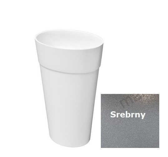 Besco Uniqa Glam umywalka wolnostojąca srebrna 46x32 cm konglomerat Mineral DuraBe IllumeCoat metaliczny srebrny UMD-U-WGS