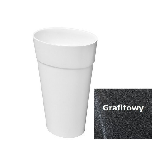 Besco Uniqa Glam umywalka wolnostojąca 46x32 cm konglomerat Mineral DuraBe IllumeCoat metaliczny grafitowy UMD-U-WGG