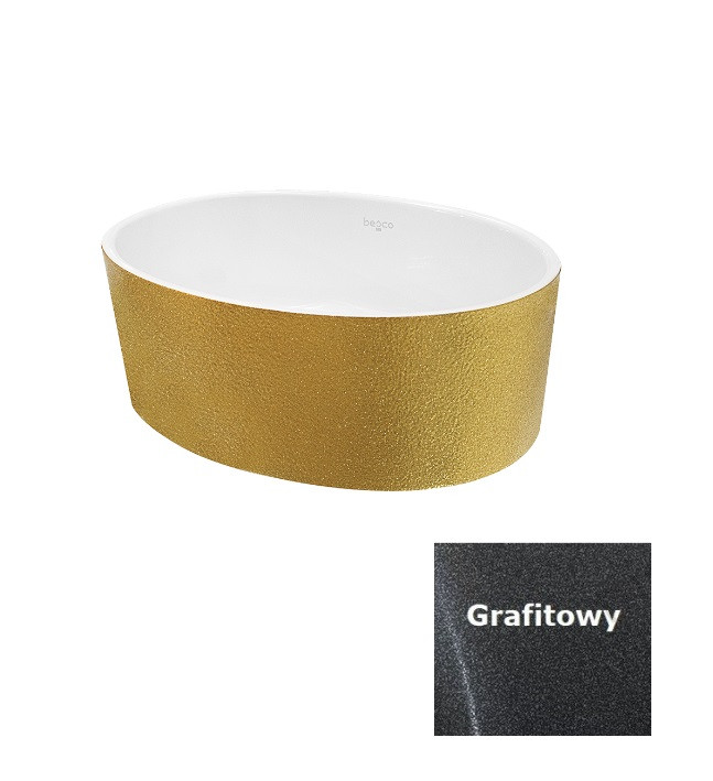 Besco Uniqa Glam umywalka nablatowa 46x32 cm konglomerat Mineral DuraBe IllumeCoat metaliczny grafitowy UMD-U-NGG