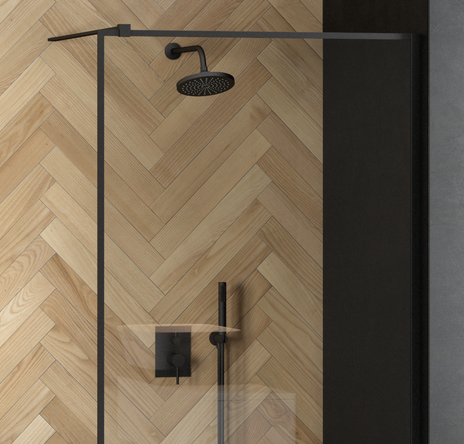 BESCO Illusion II zestaw prysznicowy z baterią podtynkową i deszczownicą ultraslim czarny matowy BP-DIII-CZ