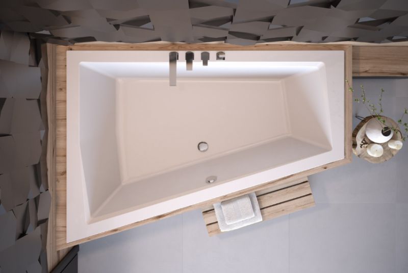 BESCO Intima Duo wanna asymetryczna lewa 170x125 akryl biały WAID-170-NL