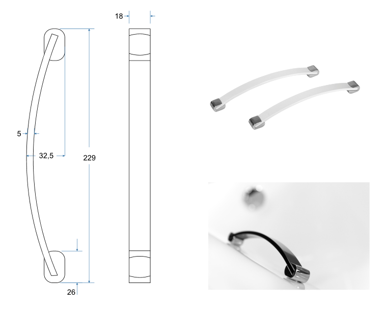 Besco Flex uchwyt metalowy do wanny 23 cm biały FLEX-W