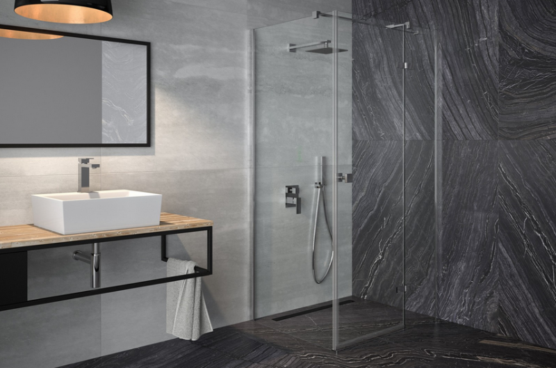 BESCO PIXA kabina kwadratowa 90x90 drzwi prawe otwierane i ścianka chrom PKP-90-195-C