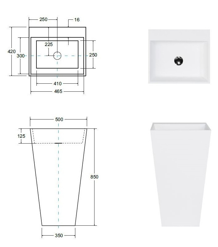 Besco Vera Glam umywalka wolnostojąca 50x41 lany marmur złota UMD-V-WOZ