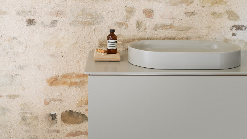 Catalano Horizon blat ceramiczny pod umywalkę 125x50 bez otworu na baterię Cataglaze szary cement matowy 1PC12550CS