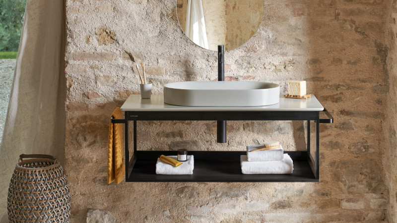 Catalano Horizon blat ceramiczny pod umywalkę 75x50 bez otworu na baterię Cataglaze szary cement matowy 1PC7550CS